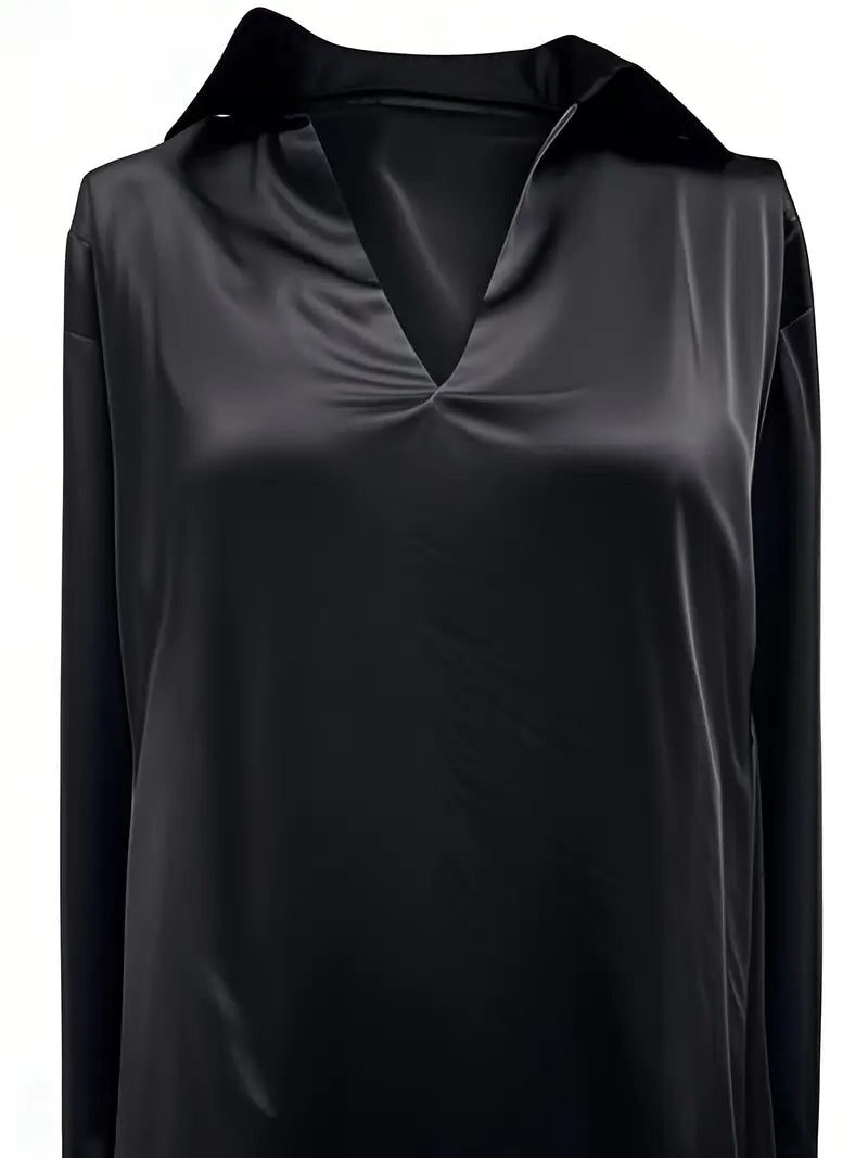 Satin V-Neck Blouse for Women