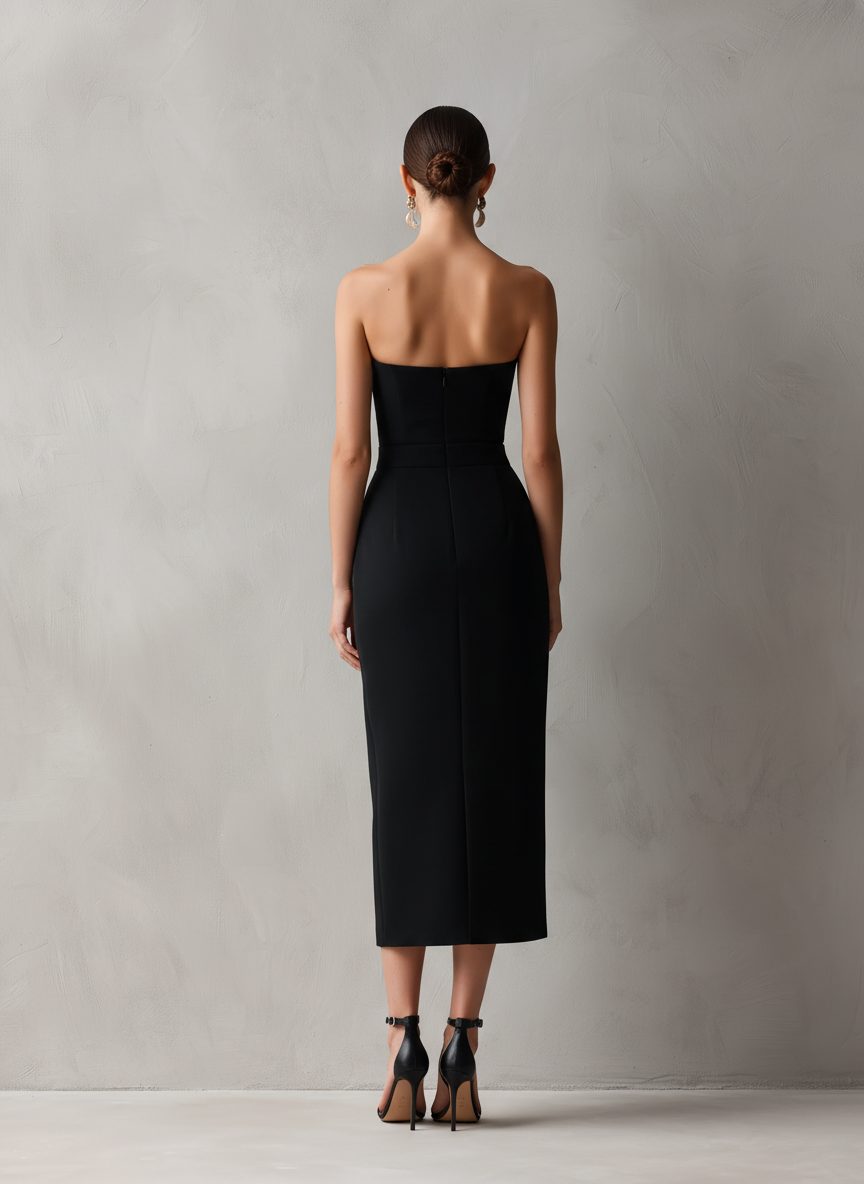 Strapless Midi Dress with Pockets for Women