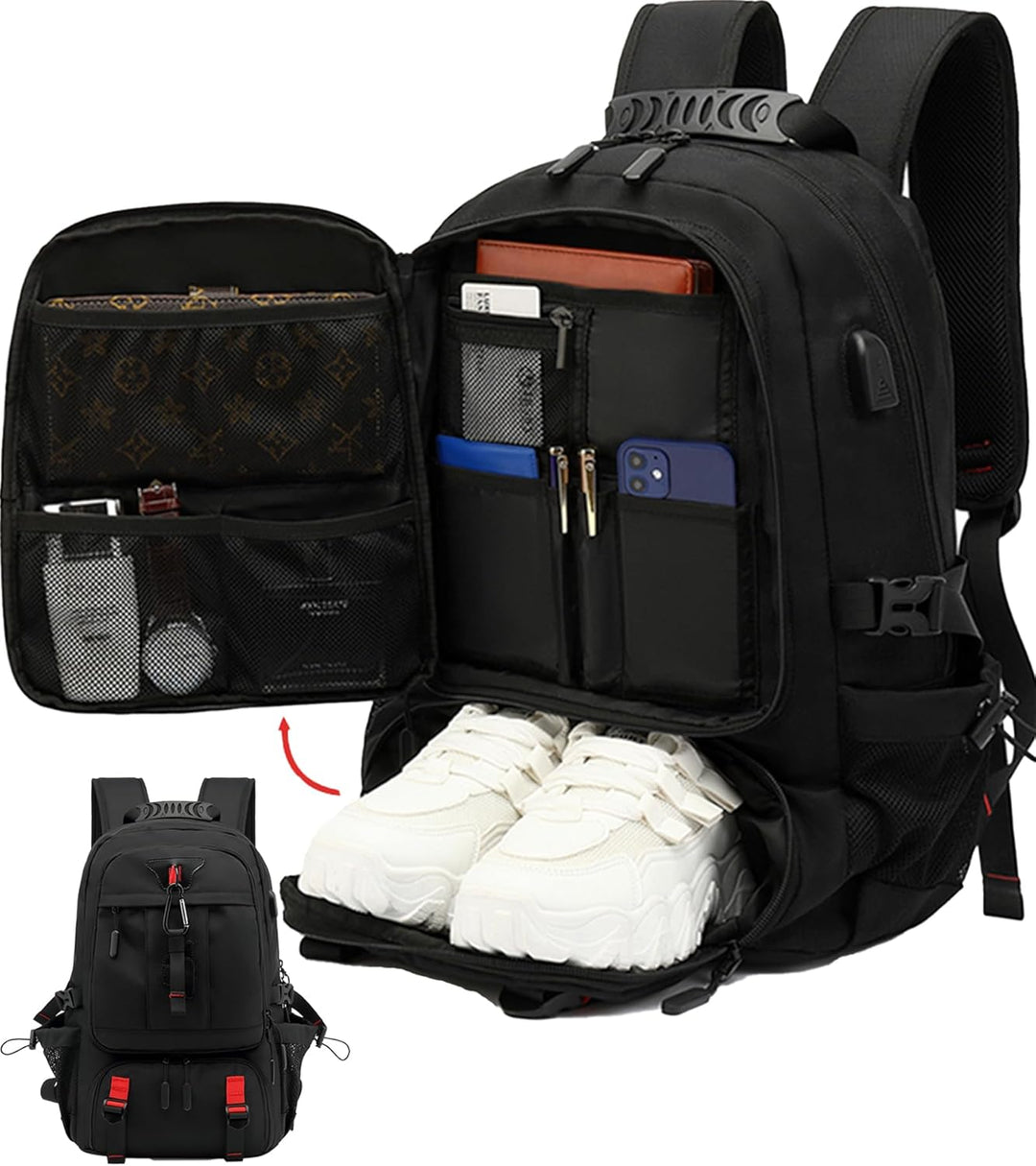 60L Waterproof Travel Laptop Rucksack with USB and Shoe Compartment