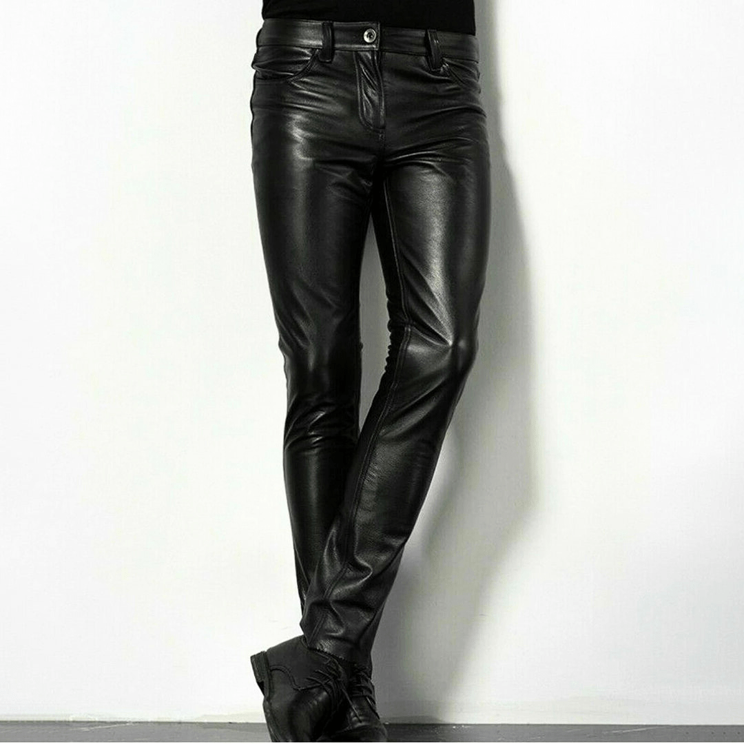 Chic und Stil | Black Faux Leather Pants for Men Trendy Design