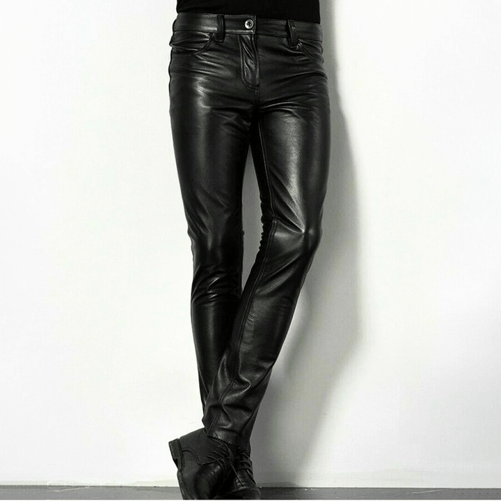 Chic und Stil | Black Faux Leather Pants for Men Trendy Design