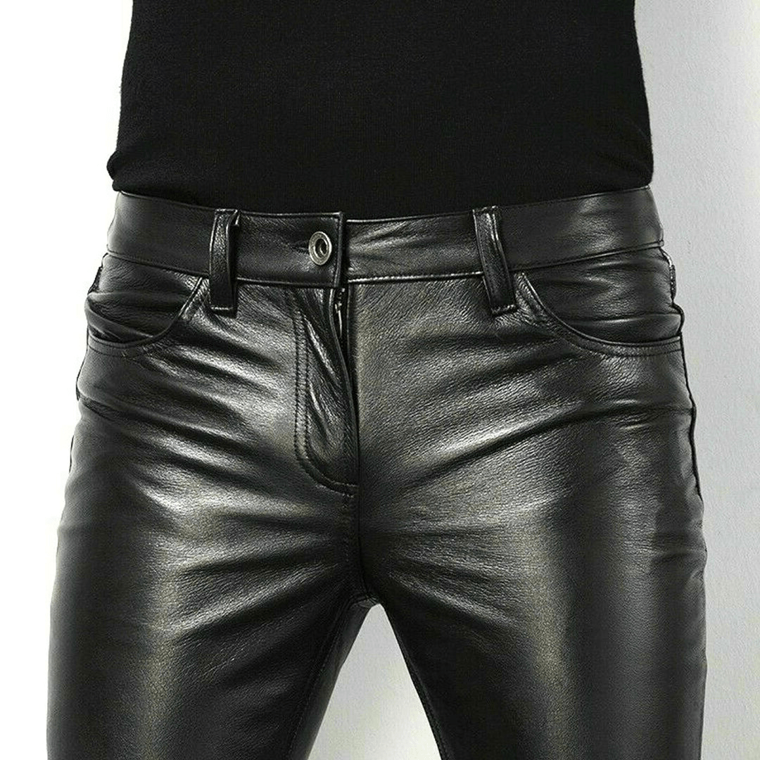 Chic und Stil | Black Faux Leather Pants for Men Trendy Design