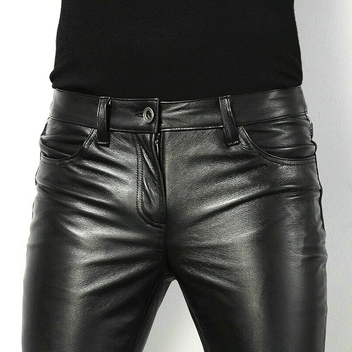 Chic und Stil | Black Faux Leather Pants for Men Trendy Design